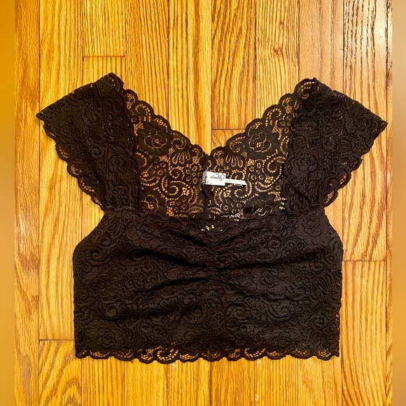 Free People Black Lacy Bralette - Picture 1 of 6